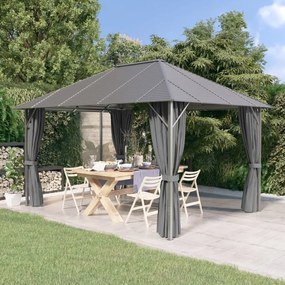 vidaXL Gazebo com paredes laterais e telhado 4x3 m antracite