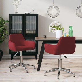vidaXL Cadeiras de jantar giratórias 2 pcs veludo vermelho tinto