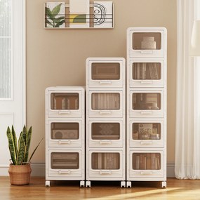 Carrinho de Arrumação com 4 Gavetas, 42 x 28 x 91,5 cm, Rodas com Travão, Branco