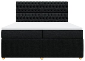 Cama com molas/colchão 200x200 cm tecido preto