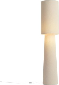 Candeeiro de pé Japandi bege tecido teddy 2-luzes - Trompet