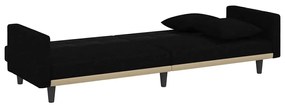 Sofá-cama com almofadões tecido preto