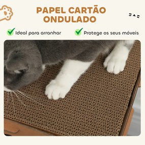 Casa para Gatos de Cartão em Forma de Castelo com 2 Níveis 3 Zonas de Arranhar Túnel e Rampa 78x66x57 cm Castanho