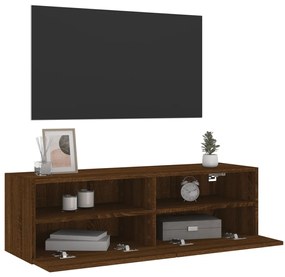 Móvel parede p/ TV 100x30x30cm deriv. madeira carvalho castanho