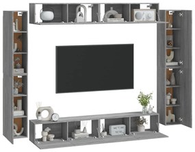 Conjunto móveis de TV 8 pcs madeira processada sonoma cinza