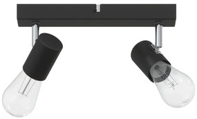 Spotlight de Teto Ajustável em Dois Sentidos Preto E27