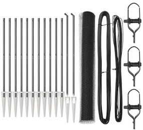Conjunto de Cercas Conjunto de 2 Cinza Aço, PVC 25 x 1,2 m