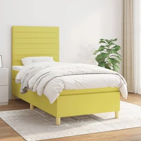 vidaXL Cama com molas/colchão 80x200 cm tecido verde