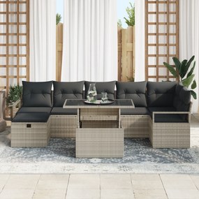 Conjunto de Sofá de Jardim vidaXL 8 Peças com Almofadas Cinza Claro Ra