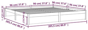 Estrutura de cama 200x200 cm madeira maciça castanho mel