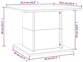 Mesa de centro 55,5x55,5x40cm derivados madeira carvalho fumado