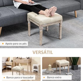 Banco Vintage com Assento Capitonê Sorrento – 40x40x43 cm – Bege – Pés