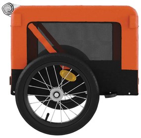 Reboque bicicleta p/ animais tecido oxford/ferro laranja/preto