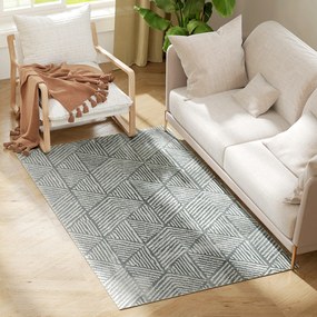Tapete Sala de Estar 170x120 cm Tapete Lavável na Máquina de Lavar Pelo Curto Estilo Moderno Cinzento Escuro