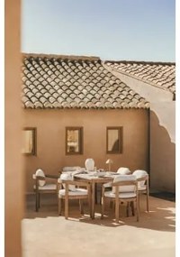 Conjunto De Mesa Retangular 180x90 Cm Em Madeira De Acácia Kaela E 6 Cadeiras De Jardim Em Madeira De Acácia Uleno Marrom Acácia Claro - Sklum