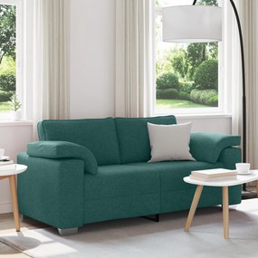 vidaXL Sofá Loveseat Verde Escuro 140 cm Tecido