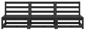 Sofás de centro para jardim 3 pcs madeira de pinho maciço preto