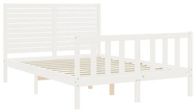 Estrutura de cama com cabeceira 120x200cm madeira maciça branco