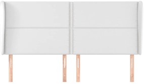 Cabeceira cama c/ abas couro artificial 203x23x118/128cm branco