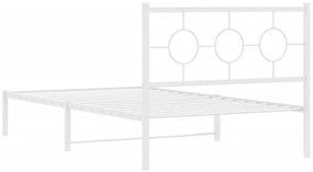 Estrutura de cama com cabeceira e pés 107x203 cm metal branco