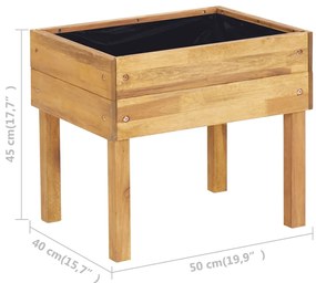 Vaso de jardim elevado 50x40x45 cm madeira acácia maciça