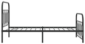 Estrutura de cama com cabeceira e pés 107x203 cm metal preto