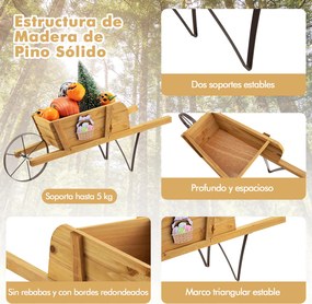 Conjunto de 2 Floreiras Tipo Carrinho, 69,5 x 26 x 29,5 cm, Peças Magnéticas Intercambiáveis, Natural