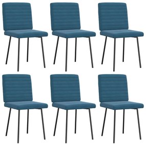Cadeiras de jantar 6 pcs veludo azul