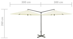 Guarda-sol de jardim duplo com poste de aço 600 cm areia