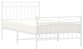 Estrutura de cama com cabeceira e pés 100x190 cm metal branco