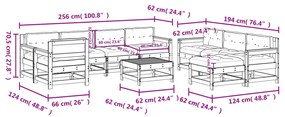 10 pcs conjunto lounge jardim c/ almofadões madeira maciça