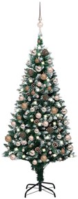 vidaXL Árvore Natal artificial pré-iluminada c/ bolas e pinhas 180 cm