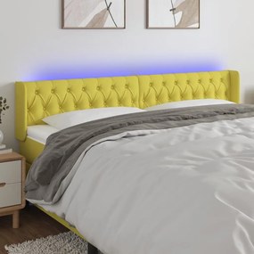 vidaXL Cabeceira de cama c/ luzes LED tecido 183x16x78/88 cm verde