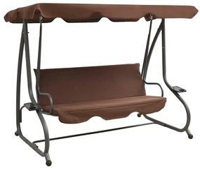 313338 vidaXL Baloiço de jardim com toldo cor café