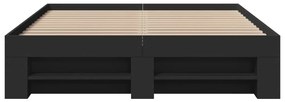 Estrutura de cama 140x190 cm derivados de madeira preto