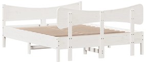 Cama sem colchão 140x190 cm madeira de pinho maciça branco