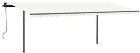 Toldo retrátil manual com postes 3,5x2,5 m cor creme