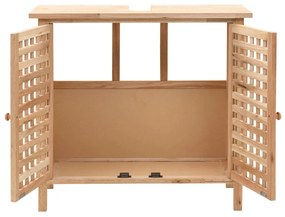 Armário para lavatório em madeira de nogueira maciça 66x29x61cm