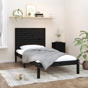 vidaXL Estrutura de cama 90x200 cm madeira maciça preto