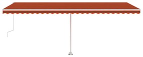 Toldo autom. LED e sensor de vento 600x300 cm laranja/castanho