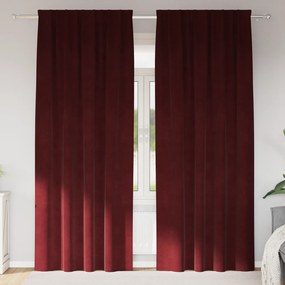 Cortinas Blackout vidaXL com fita superior 2 pcs Vermelho Bordô Veludo