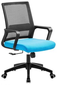 Cadeira de escritório CLIFFORD, negro, rede preta e tecido azul