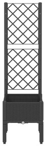Vaso/floreira de jardim c/ treliça 40x40x142 cm PP preto