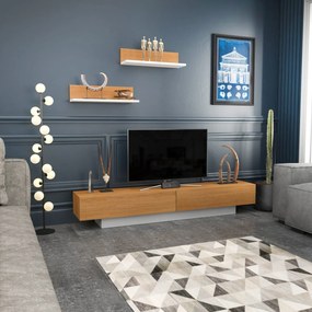 Unidade de TV Lusi – Branco e Teca – 180 cm x 31 cm x 40 cm