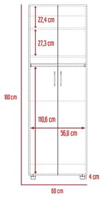 Guarda Roupa com 2 Portas éter, 180 cm a x 60 cm e x 48,5 cm p, branco/duna