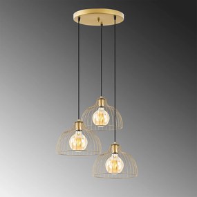 Candeeiro Chandelier Kozan – Dourado Brilhante – 56 x 56 x 126 cm