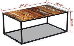 Mesa de centro 100x60x40 cm madeira recuperada maciça