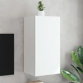 Móvel de parede para TV com luzes LED 40,5x35x80 cm branco