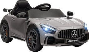 Carro Elétrico para Crianças Carro Mercedes-Benz AMG GTR com Bateria 12V Faróis  Buzina e Música 108x67x46 cm Prata