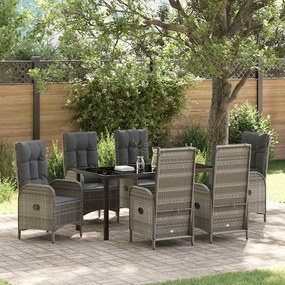 vidaXL Conjunto de Jantar de Jardim com 7 Peças em Cinza Poly Ratan
